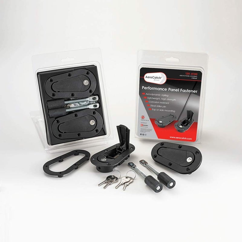 Aerocatch 120-4100 Xtreme Plus Flush Locking Hood Latch and Pin Kit - Black - Image 1